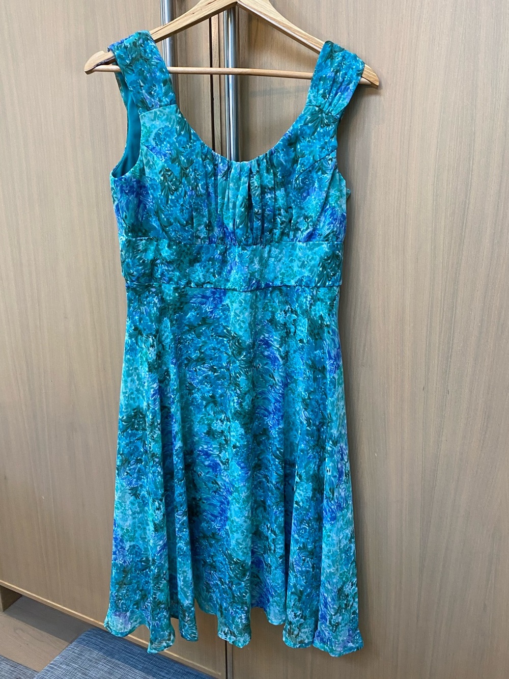Laura Blue-Green Sleeveless A-Line Dress